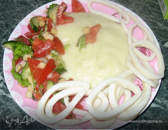 Пюре из сельдерея с салатом