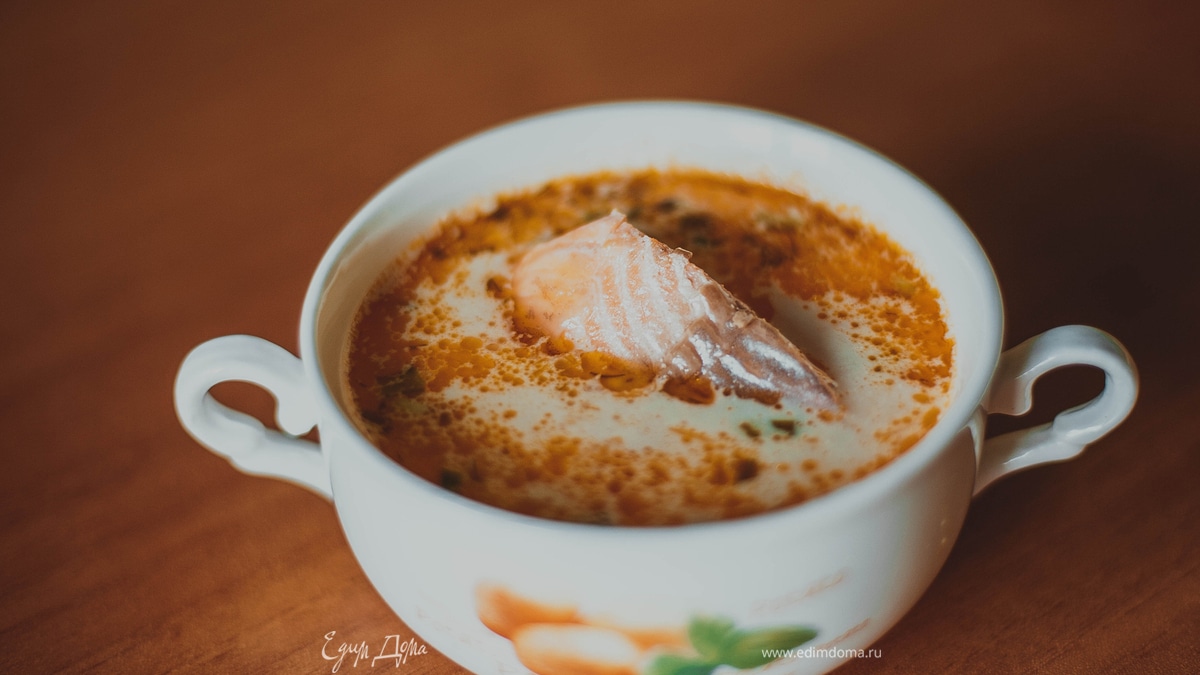 Сливочный суп из семги