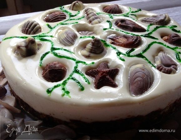 Творожный чизкейк без выпечки "Морское царство" Творожный чизкейк без выпечки "Морское царство"