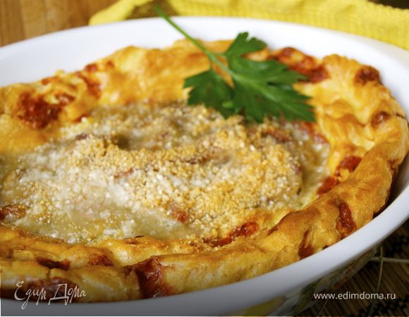 Заварной пирог с сыром и ветчиной Заварной пирог с сыром и ветчиной