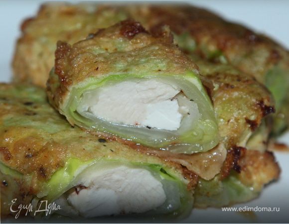 Капустные рулетики с куриным филе и брынзой