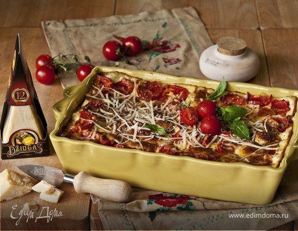 Лазанья с томатами, телятиной и сыром Джюгас Лазанья с томатами, телятиной и сыром Джюгас