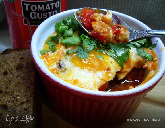 Фасоль с печеным перцем