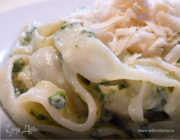 Тальятелле со шпинатом в сливочном соусе