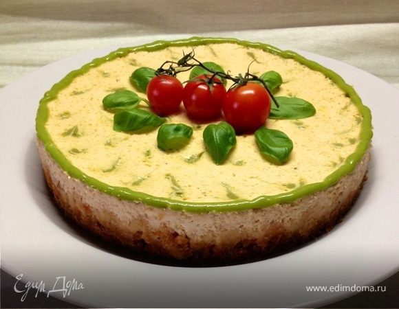 Закусочный творожно-томатный чизкейк с базиликовым курдом