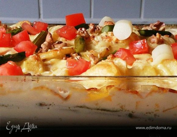 Гратен из спаржи и картофеля