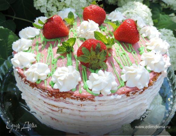 Торт с заварным клубничным кремом (для Елены Ковач) Торт с заварным клубничным кремом (для Елены Ковач)