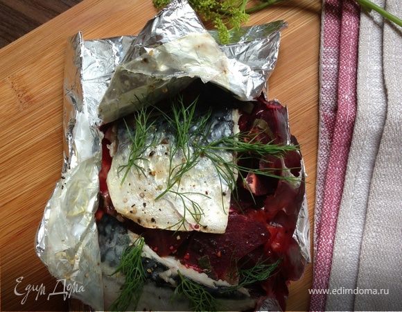 Запеченная рыба на овощной подушке с моцареллой Запеченная рыба на овощной подушке с моцареллой