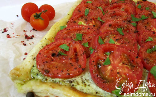 Рецепт Слоеный пирог с помидорами и базиликом