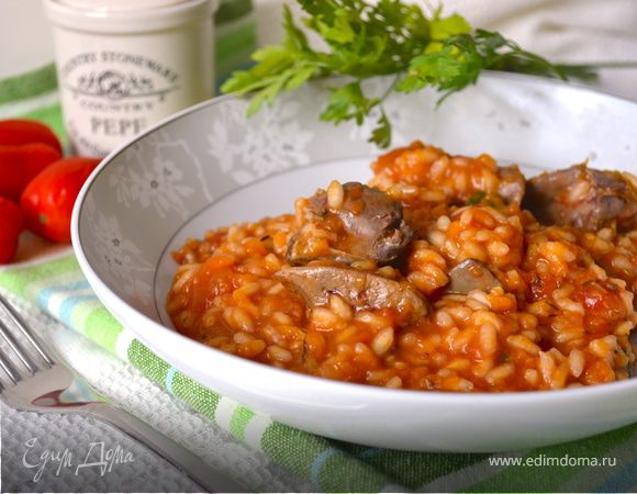 "Красное" ризотто с куриной печенкой "Красное" ризотто с куриной печенкой