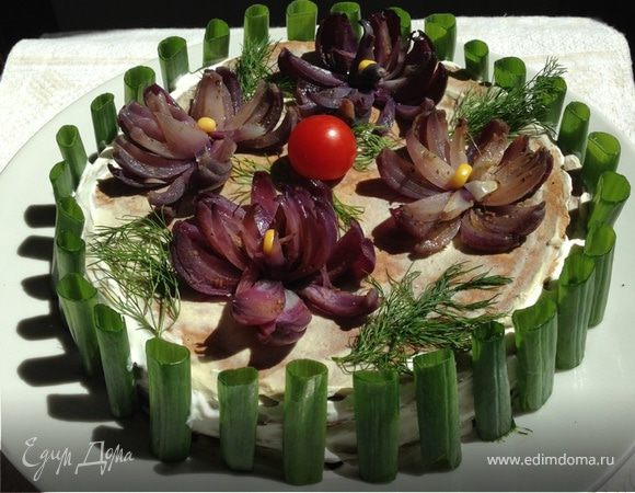 Печеночный торт с яблочным кремом