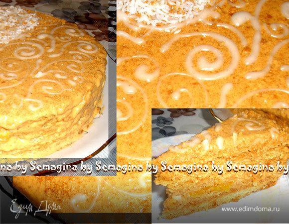 Торт "Медовый с персиками"