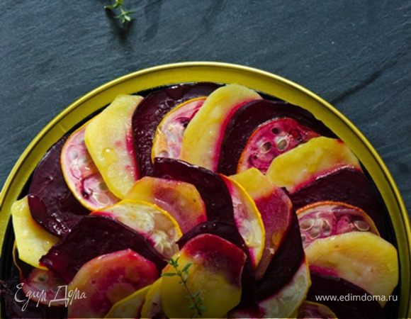 Гратен из цукини, картофеля и свеклы