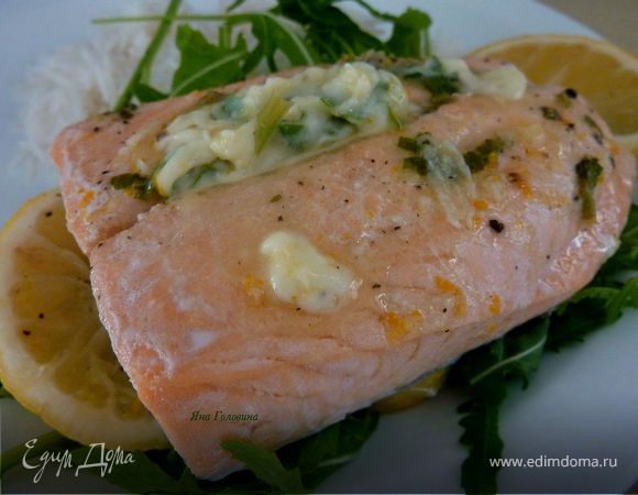 Семга на гриле с цитрусовой подушкой