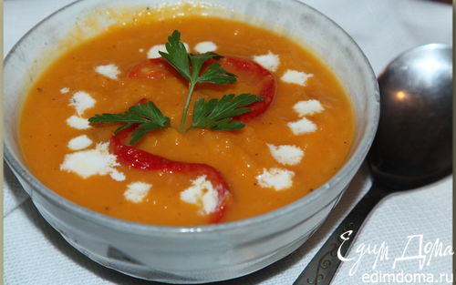 Рецепт Суп-пюре из запеченной тыквы с перцами