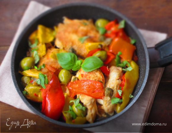 Курица с оливками и сладким перцем Курица с оливками и сладким перцем