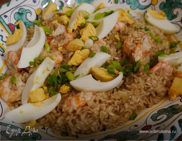 Плов из бурого риса с креветками Плов из бурого риса с креветками
