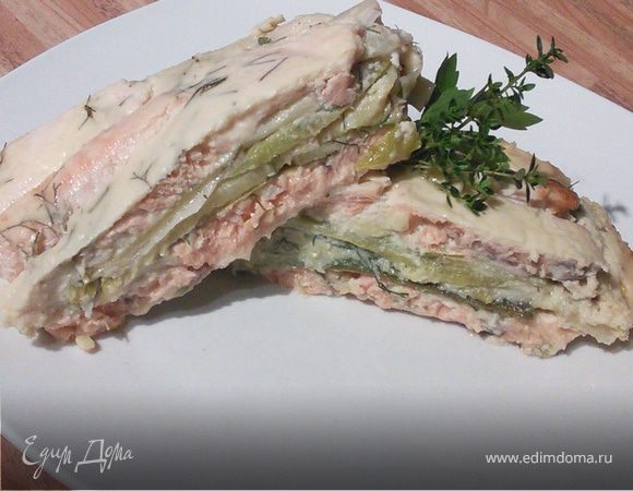 Запеканка из лосося с кабачком и пореем Запеканка из лосося с кабачком и пореем