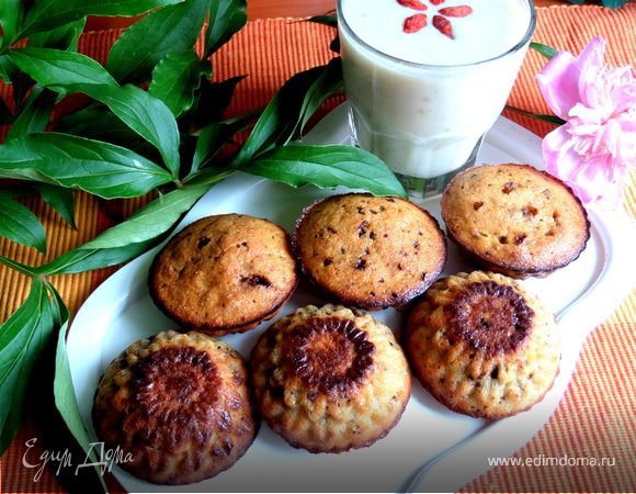 Кексы-маннички с творогом и бананом Кексы-маннички с творогом и бананом