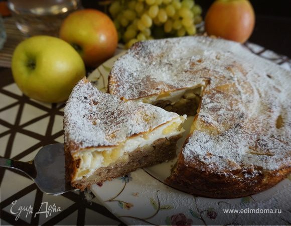 Творожный пирог с яблоками Творожный пирог с яблоками