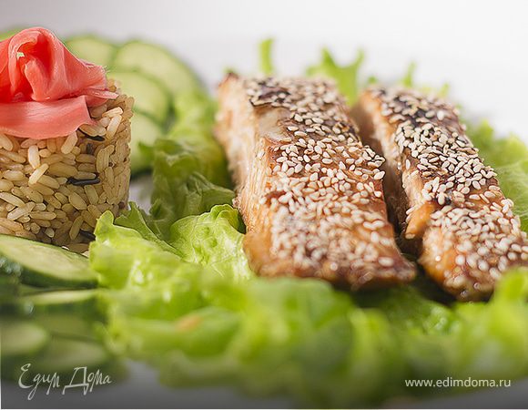 Лосось в соево-медовом соусе с кунжутом