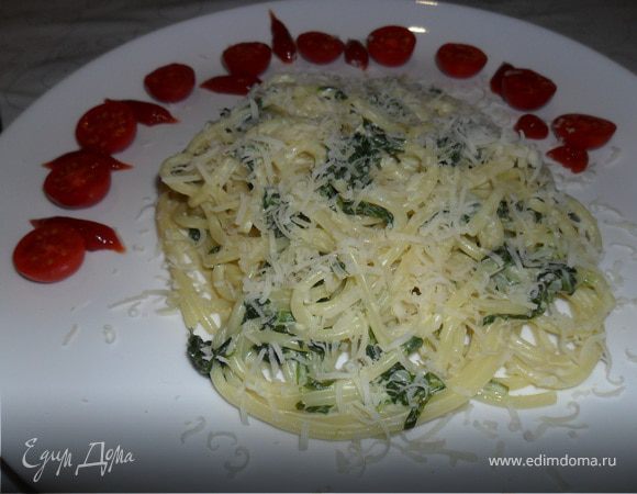 Паста со шпинатом и сыром филадельфия