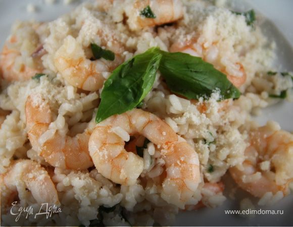 Ризотто с креветками и ароматными травами