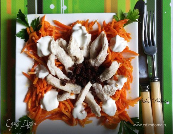 Салат с курицей и морковью по-корейски