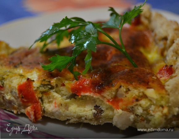 Тарт с курицей, грибами и сладким перцем Тарт с курицей, грибами и сладким перцем