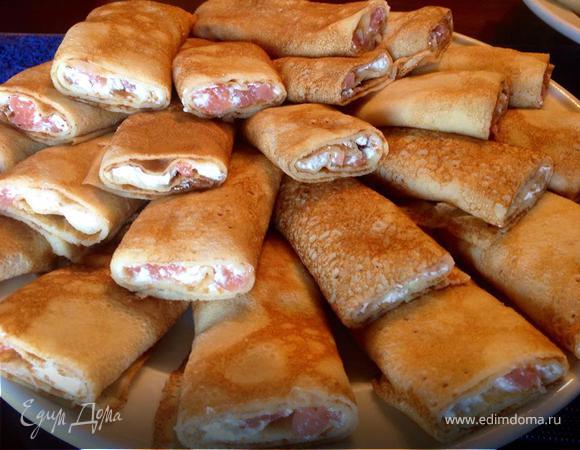 Блины с семгой и сыром филадельфия Блины с семгой и сыром филадельфия