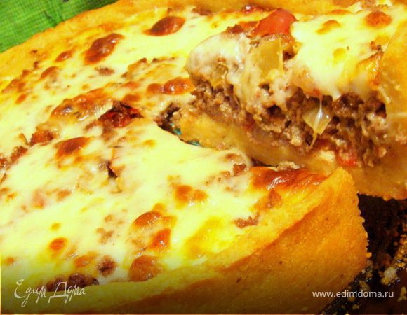 Мясной пирог с моцареллой на картофельном тесте Мясной пирог с моцареллой на картофельном тесте