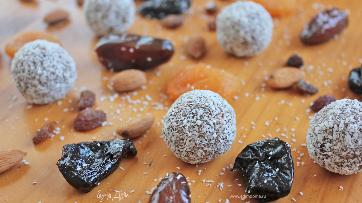 Полезные конфеты из орехов и сухофруктов
