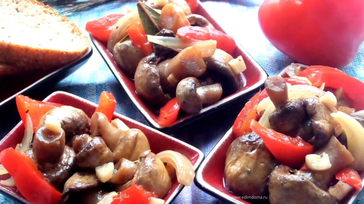 Шампиньоны со сладким перцем быстрого маринования