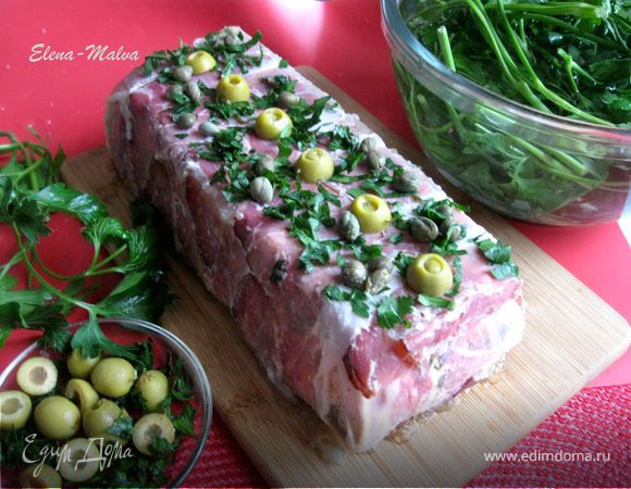 Террин из курицы с шампиньонами и оливками Террин из курицы с шампиньонами и оливками