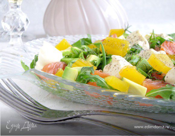 Салат с форелью и апельсиновым желе