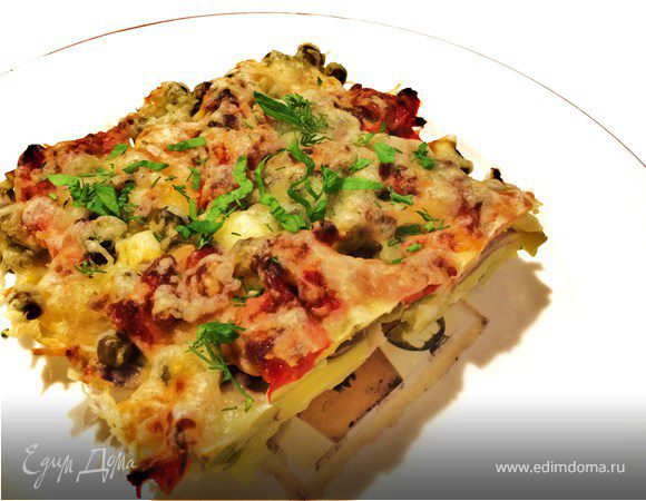 Овощная запеканка с пикантной сырной корочкой Овощная запеканка с пикантной сырной корочкой