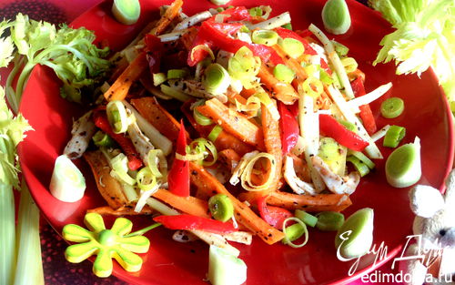 Рецепт Куриный салат с запеченной морковкой