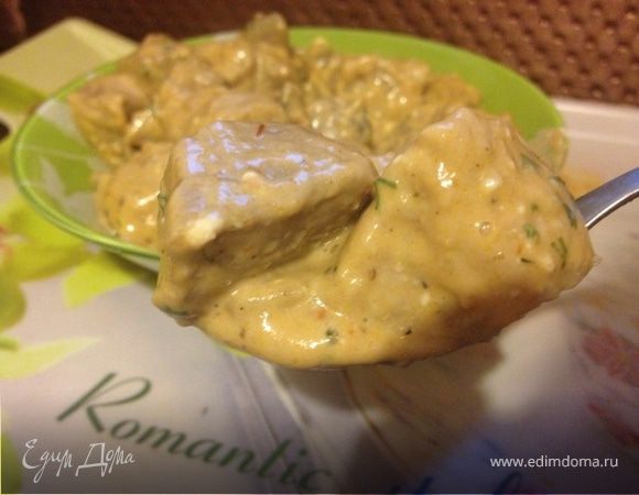 Мясо в сырном соусе с грибами Мясо в сырном соусе с грибами