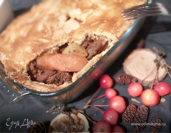 Зимний пай из телятины и корешковых овощей Зимний пай из телятины и корешковых овощей