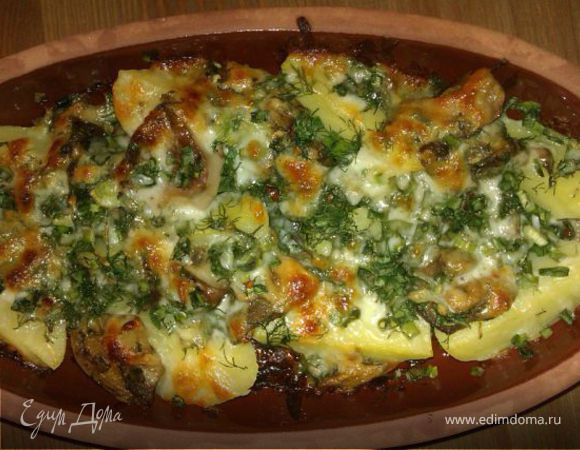 Картофельные ломтики с лесными грибами Картофельные ломтики с лесными грибами