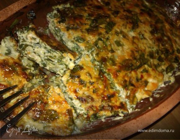 Запеканка из курицы с сыром и шпинатом