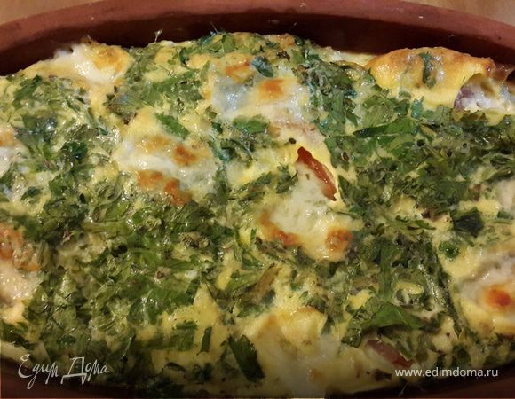 Омлет в глиняной тарелке