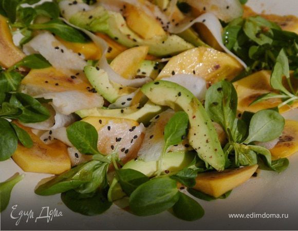 Салат из хурмы с авокадо и дайконом Салат из хурмы с авокадо и дайконом