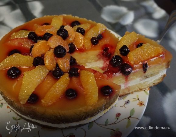 Торт фруктовый с творогом
