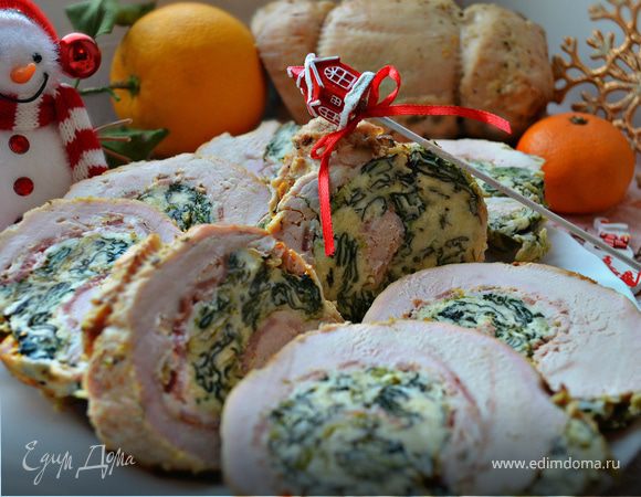 Новогодний рулет из индейки