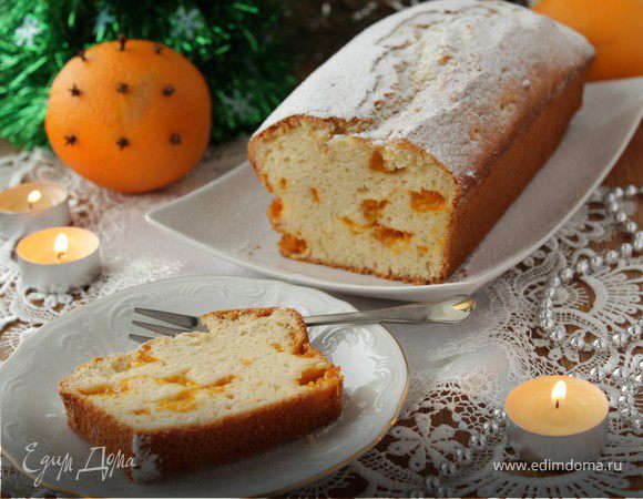 Новогодний кекс с консервированными мандаринами Новогодний кекс с консервированными мандаринами