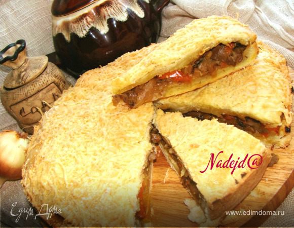 Пирог из пресного теста с грибами Пирог из пресного теста с грибами