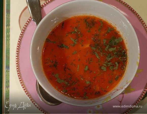 Суп с солеными помидорами и рисом