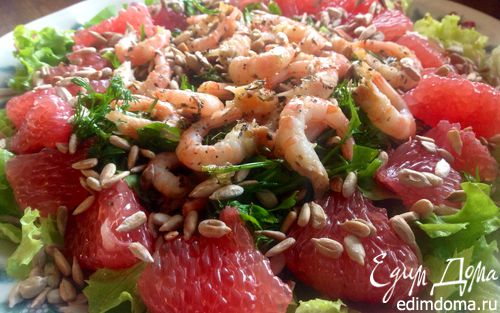 Рецепт Салат с креветками и грейфрутом