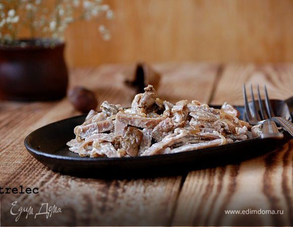 Гречневая паста с печенью и карамелизованным луком Гречневая паста с печенью и карамелизованным луком